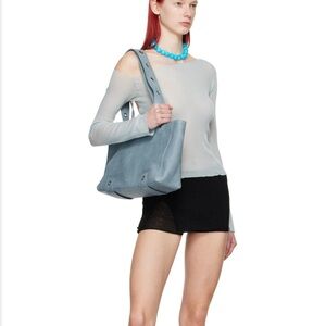 Paloma Wool Pale Blue Cold-Shoulder Long Sleeve Tee